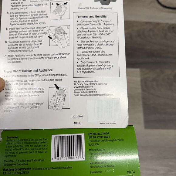 New unsealed, BUNDLE! ThermaCELL Mosquito Repellent Plus Holster with Clip - Picture 3 of 3